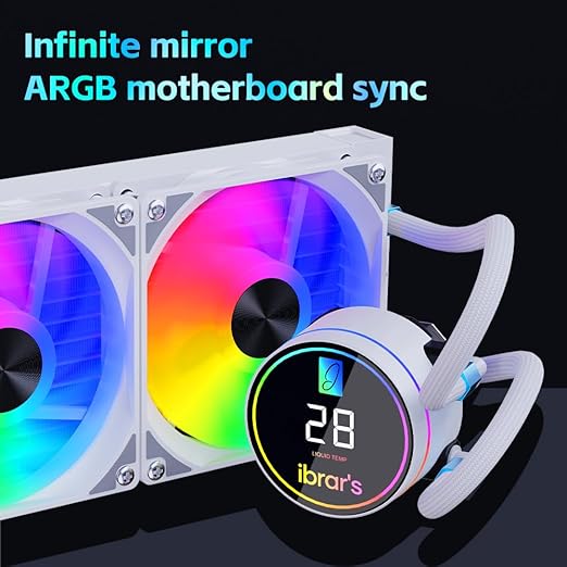 ibrar's 240mm AIO Liquid CPU Cooler for AMD/Intel, Dual RGB Fans, LCD Display image 1