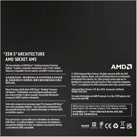 AMD Ryzen™ 5 9600X 6-Core, 12-Thread Unlocked Desktop Processor With Radeon Graphics