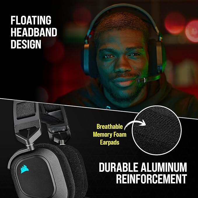 CORSAIR HS80 RGB WIRELESS Multiplatform Gaming Headset image 2