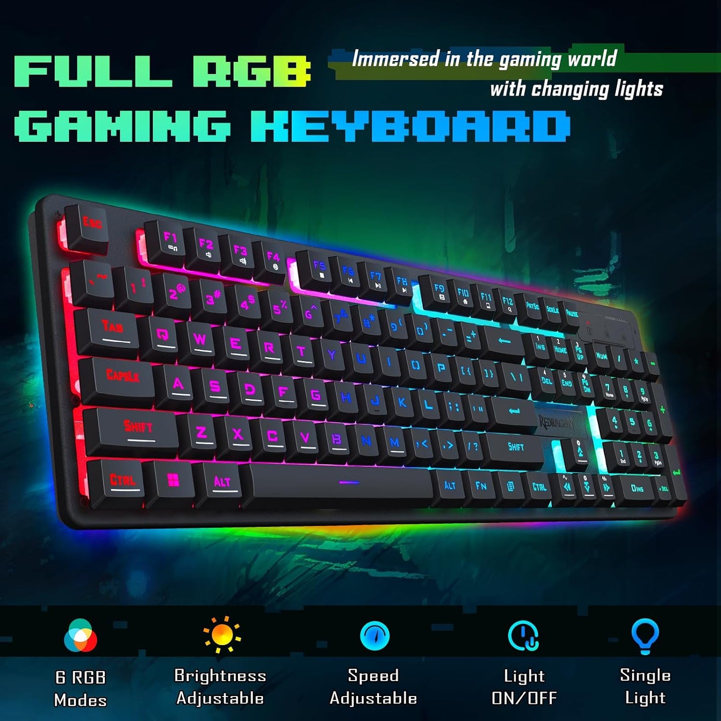 RED DRAGONGAMING ESSENTIAL WIRED KEYBOARD AND MOUSE BUNDLE