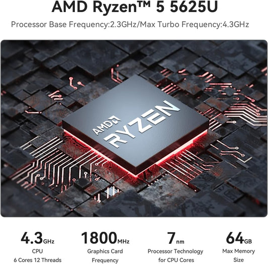 Beelink SER5 PRO Mini PC,AMD Ryzen 5 5625U (6C/12T,up to 4.3 GHz)