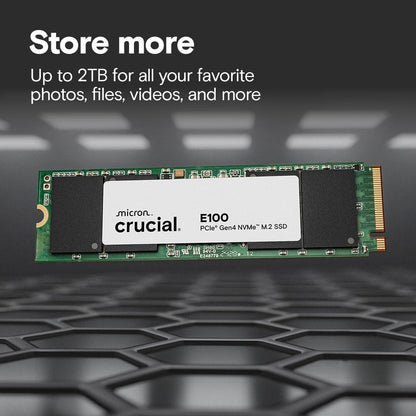 Crucial E100 SSD 480GB M.2 NVMe PCIe Gen4 Internal SSD, Up to 4,700MB/s, Laptop & Desktop Compatible - CT480E100SSD8