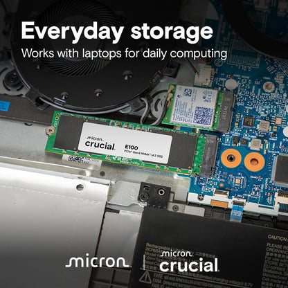 Crucial E100 SSD 480GB M.2 NVMe PCIe Gen4 Internal SSD, Up to 4,700MB/s, Laptop & Desktop Compatible - CT480E100SSD8