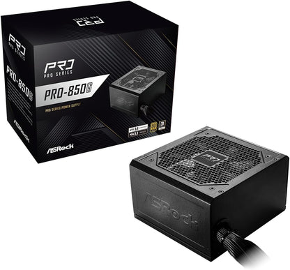 ASRock PRO 850G Power Supply - 850W 80 Plus Gold Certified, ATX 3.1 & PCIe 5.1 Ready, Native 12V-2x6 Connector, 120mm Low-Noise Fan, 3-Year Warranty