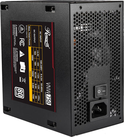 Rosewill VNW 750W 80+ White Certified, Non-Modular Active PFC Design, Low-Noise Power Supply, Electrolytic Capacitor, 120mm FDB Silent Fan
