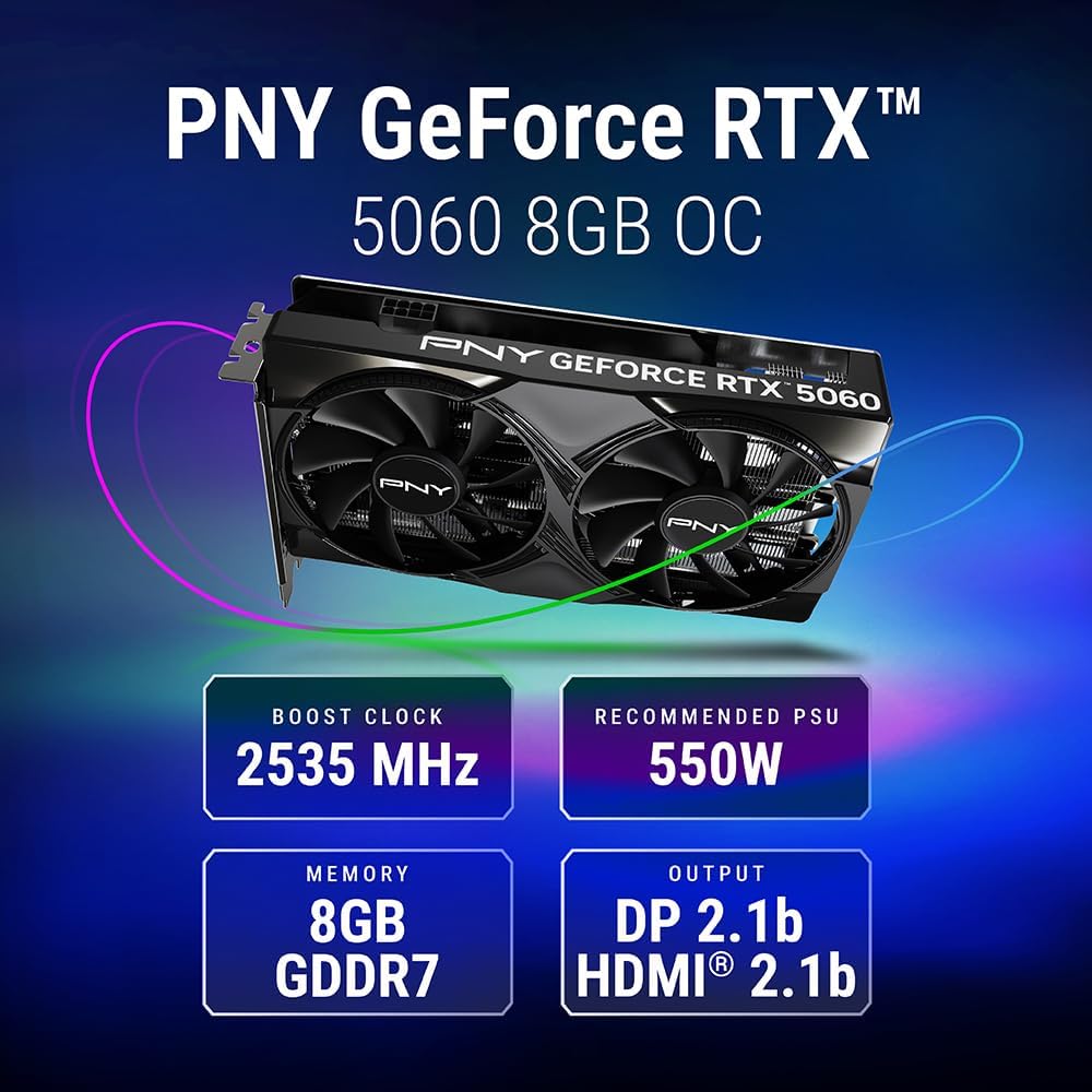 PNY NVIDIA GeForce RTX™ 5060 OC Dual-Fan Graphics Card