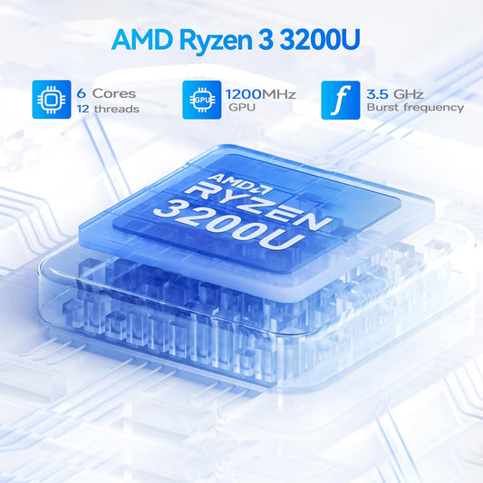 Beelink SER3 Mini PC, AMD Ryzen 3 3200U, 16GB DDR4 500GB PCIe SSD, Mini Desktop Computer Support 4K Dual-Screen Display/1000M LAN/WiFi5/BT5, for Home/Office