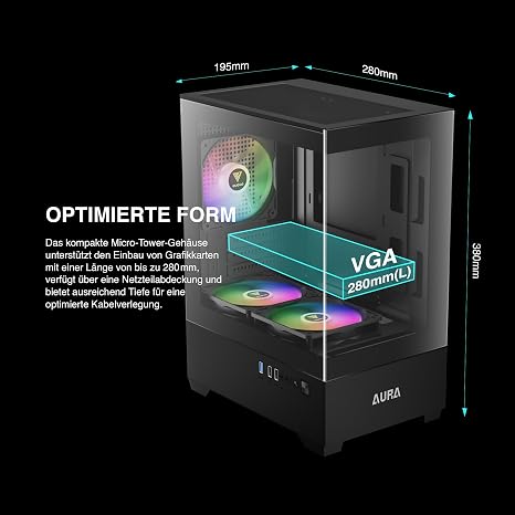 GAMDIAS Micro-ATX Tower Computer Case with Tempered Glass