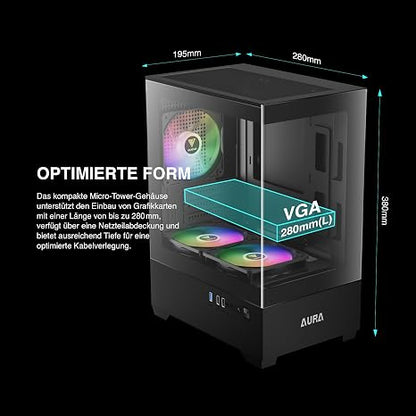 GAMDIAS Micro-ATX Tower Computer Case with Tempered Glass