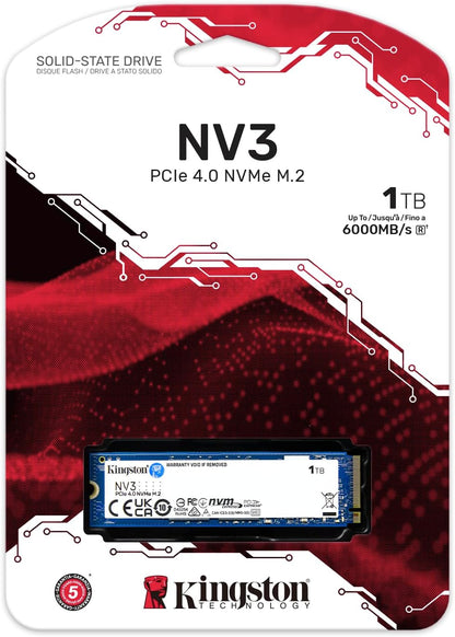 Kingston NV3 1TB M.2 2280 NVMe SSD | PCIe 4.0 Gen 4x4 | Up to 6000 MB/s