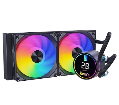 ibrar's 240mm AIO Liquid CPU Cooler for AMD/Intel, Dual RGB Fans, LCD ...