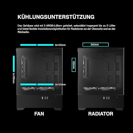 GAMDIAS Micro-ATX Tower Computer Case with Tempered Glass