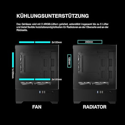 GAMDIAS Micro-ATX Tower Computer Case with Tempered Glass