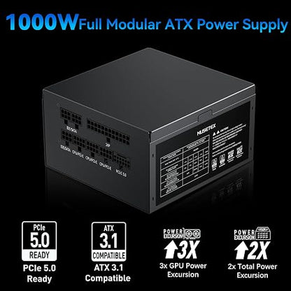 MUSETEX PC Power Supply 1000W, ATX 3.1 & PCIE 5.0 Gaming Power Supply