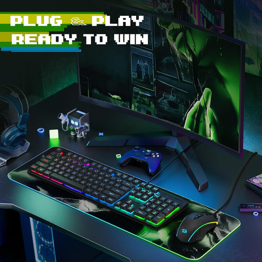 RED DRAGONGAMING ESSENTIAL WIRED KEYBOARD AND MOUSE BUNDLE