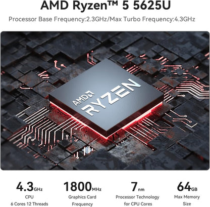 Beelink SER5 PRO Mini PC,AMD Ryzen 5 5625U (6C/12T,up to 4.3 GHz)