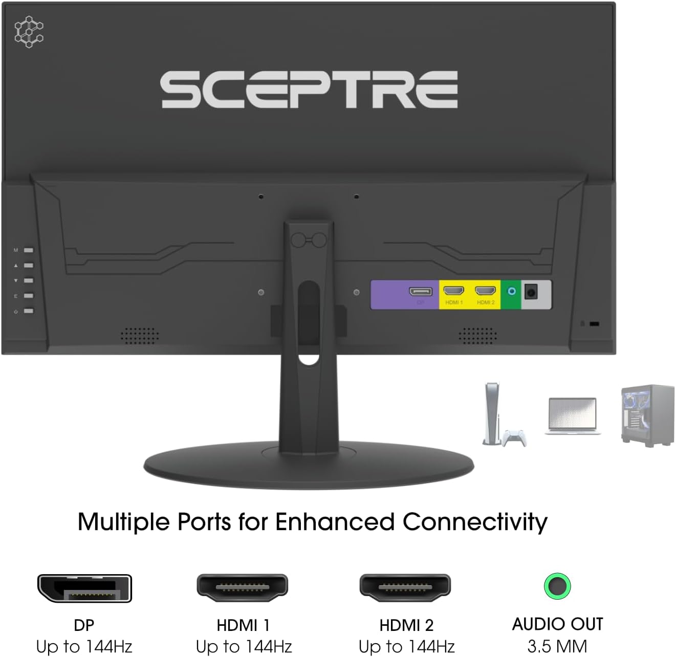 Sceptre New 22-Inch Gaming Monitor, FHD 1080p, Up to 144Hz, HDMI, DisplayPort, Built-in Speakers, Machine Black