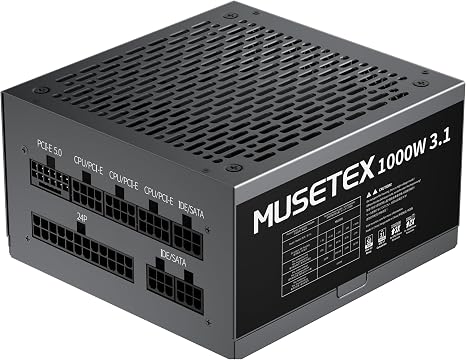 MUSETEX PC Power Supply 1000W, ATX 3.1 & PCIE 5.0 Gaming Power Supply