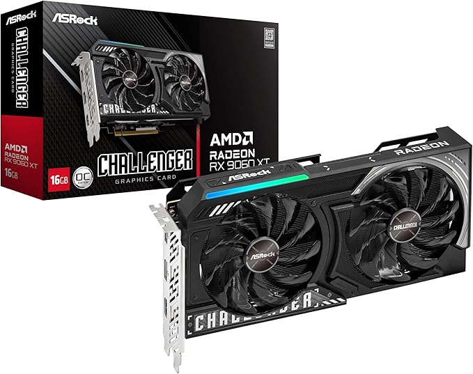 ASRock Radeon RX 9060 XT Challenger 16GB GDDR6 OC Graphics Card image 0